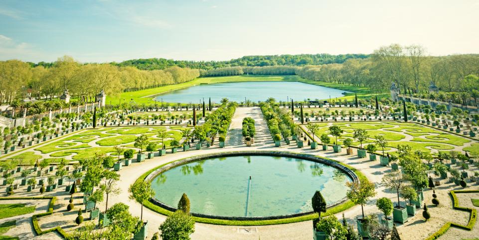 Jardins à la française du château de Versailles vus du ciel